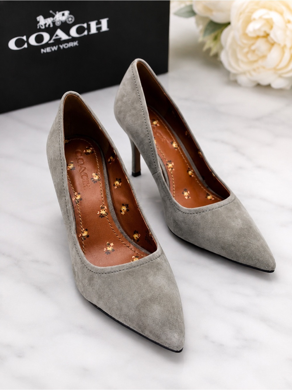 COACH Waverly Suede Leather High Heels‎ Point Toes